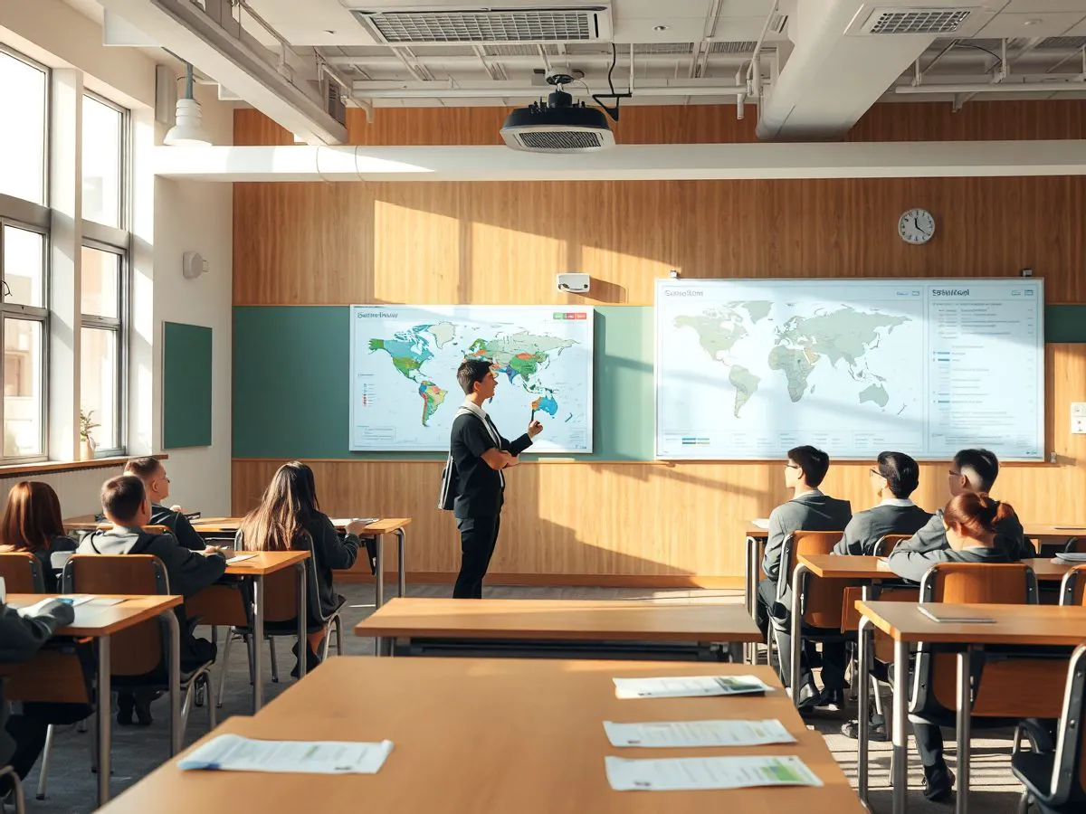 学校研学旅行方案咨询场景,老师与学生查看行程安排